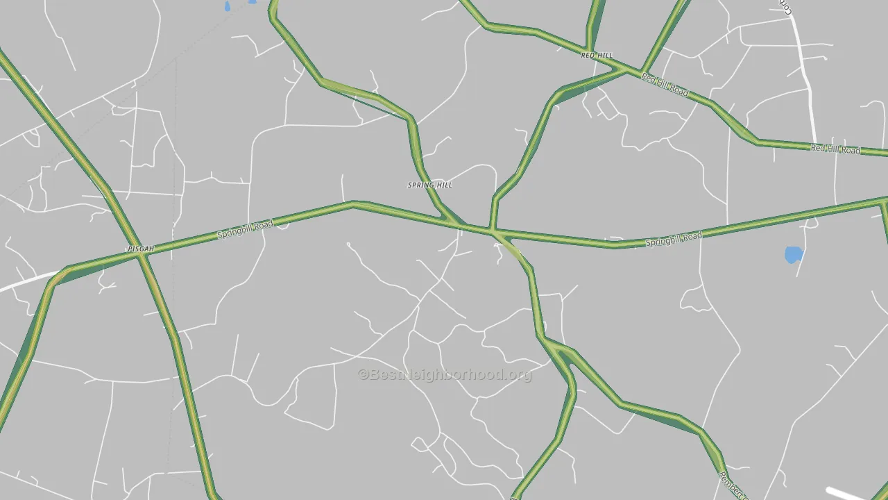 Spring Hill, SC Map of Noise Levels in Spring Hill