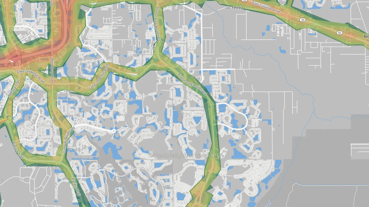 Spring Isle, Alafaya, FL Map of Noise Levels in Spring Isle