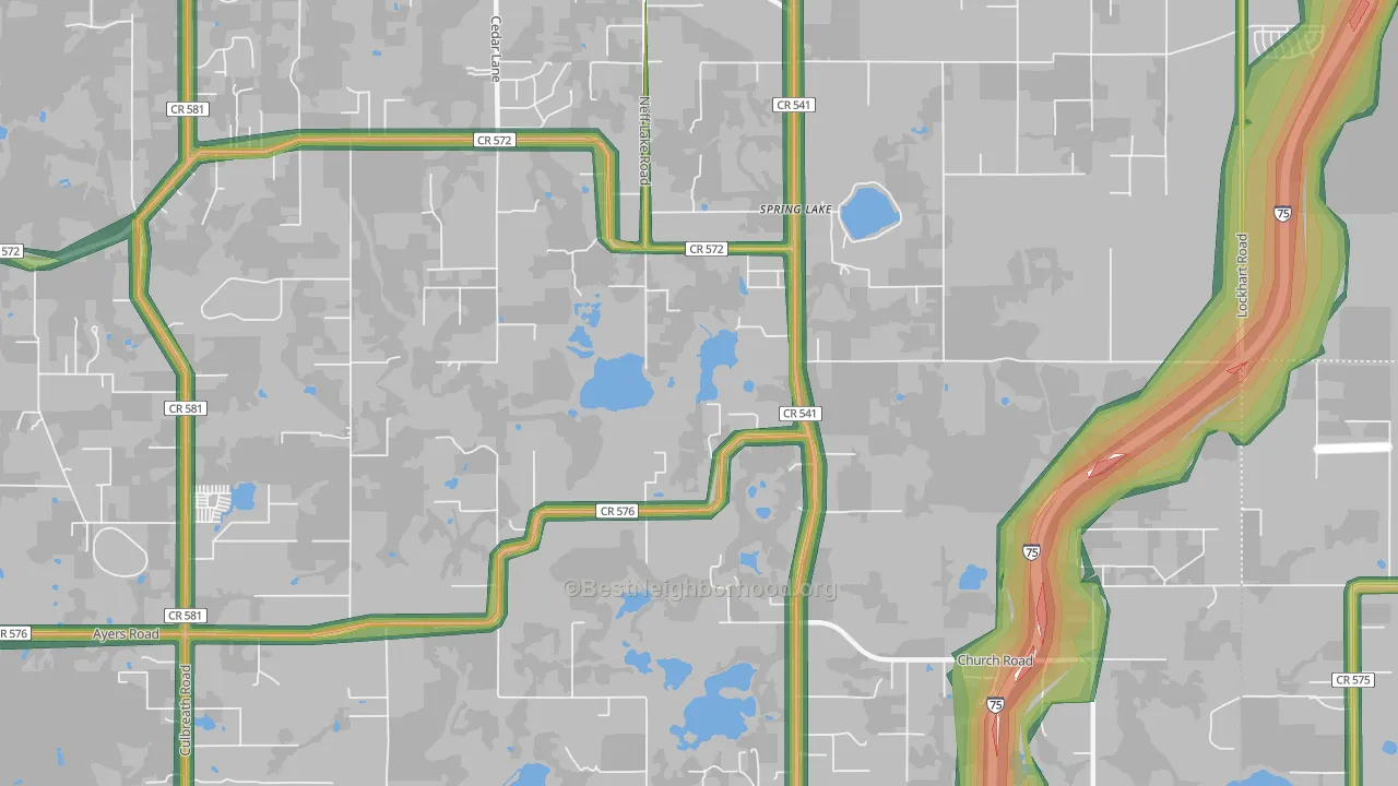 Spring Lake, FL Map of Noise Levels in Spring Lake