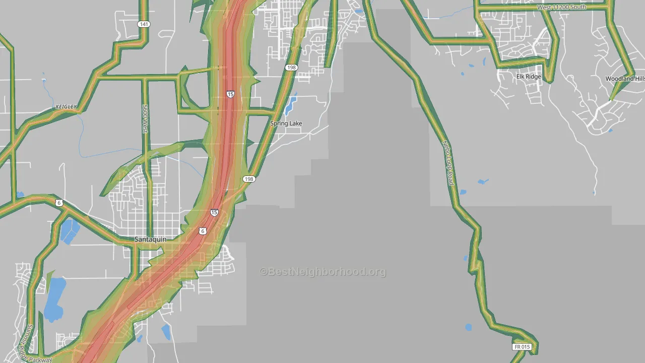 Spring Lake, UT Map of Noise Levels in Spring Lake