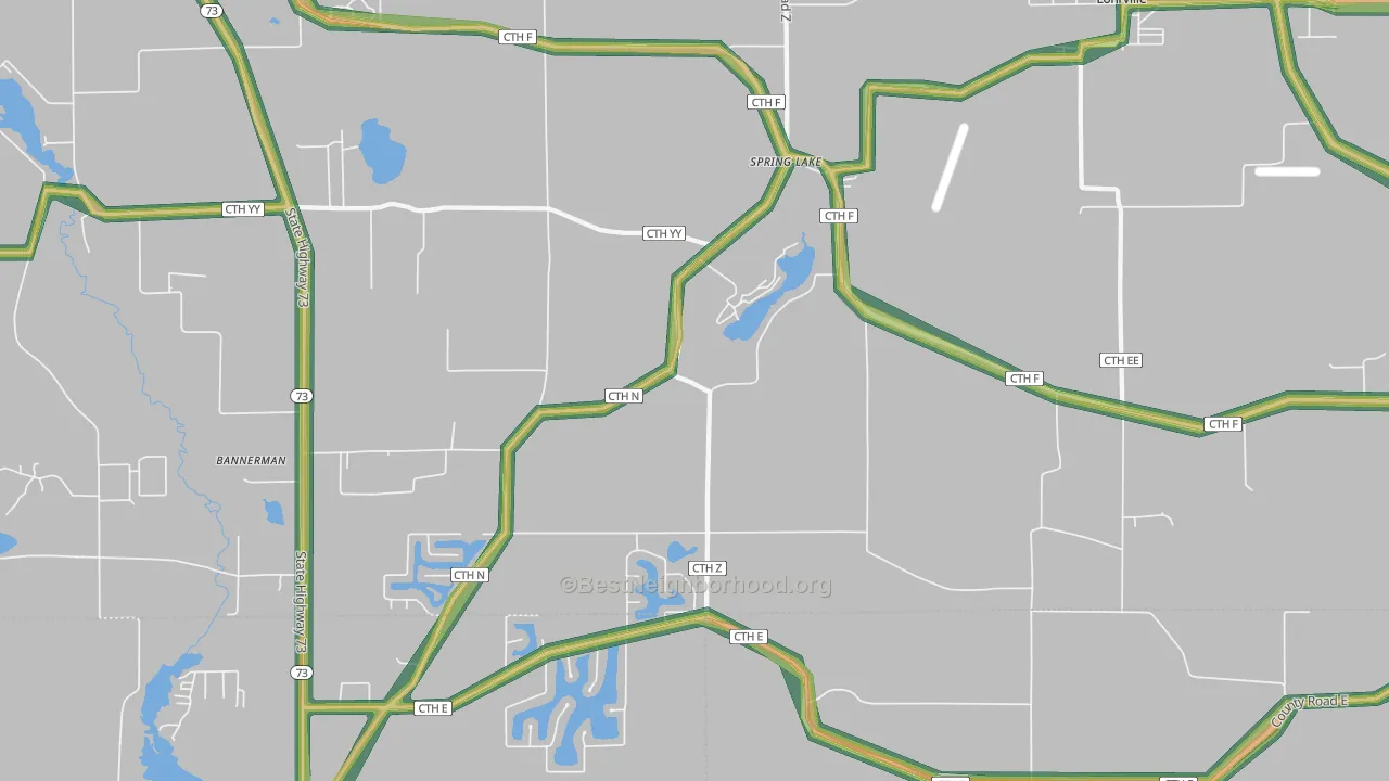 Spring Lake, WI Map of Noise Levels in Spring Lake