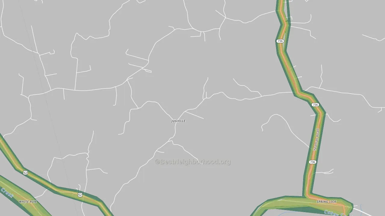 Spring Lick, KY Map of Noise Levels in Spring Lick