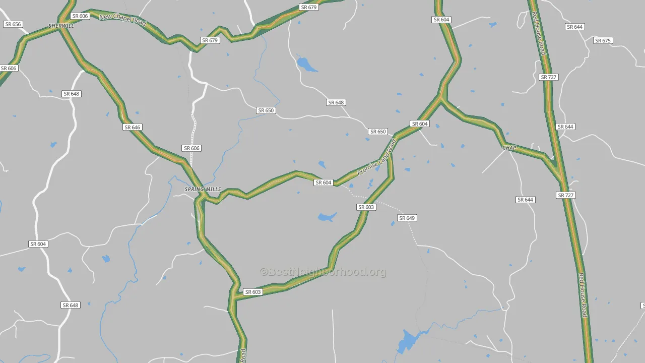 Spring Mills, VA Map of Noise Levels in Spring Mills