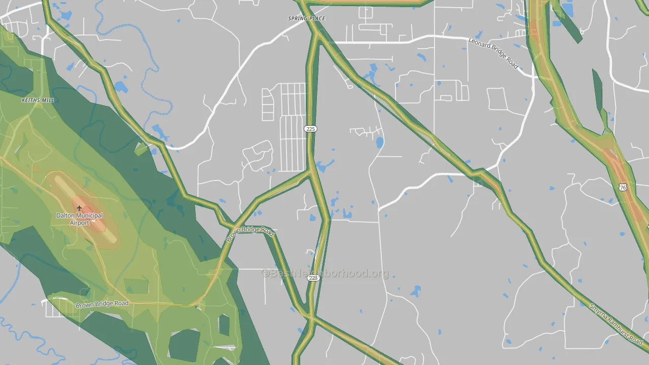 Spring Place, GA Map of Noise Levels in Spring Place