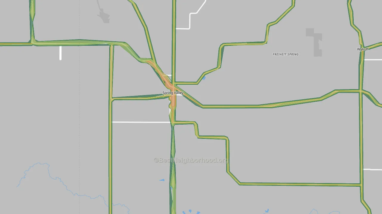 Spring Valley, MN Map of Noise Levels in Spring Valley