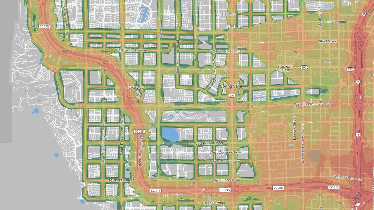 Spring Valley, NV Map of Noise Levels in Spring Valley