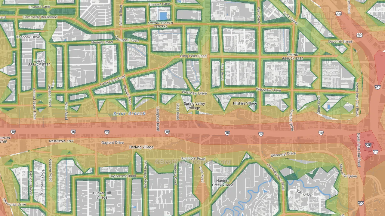 Spring Valley, TX Map of Noise Levels in Spring Valley