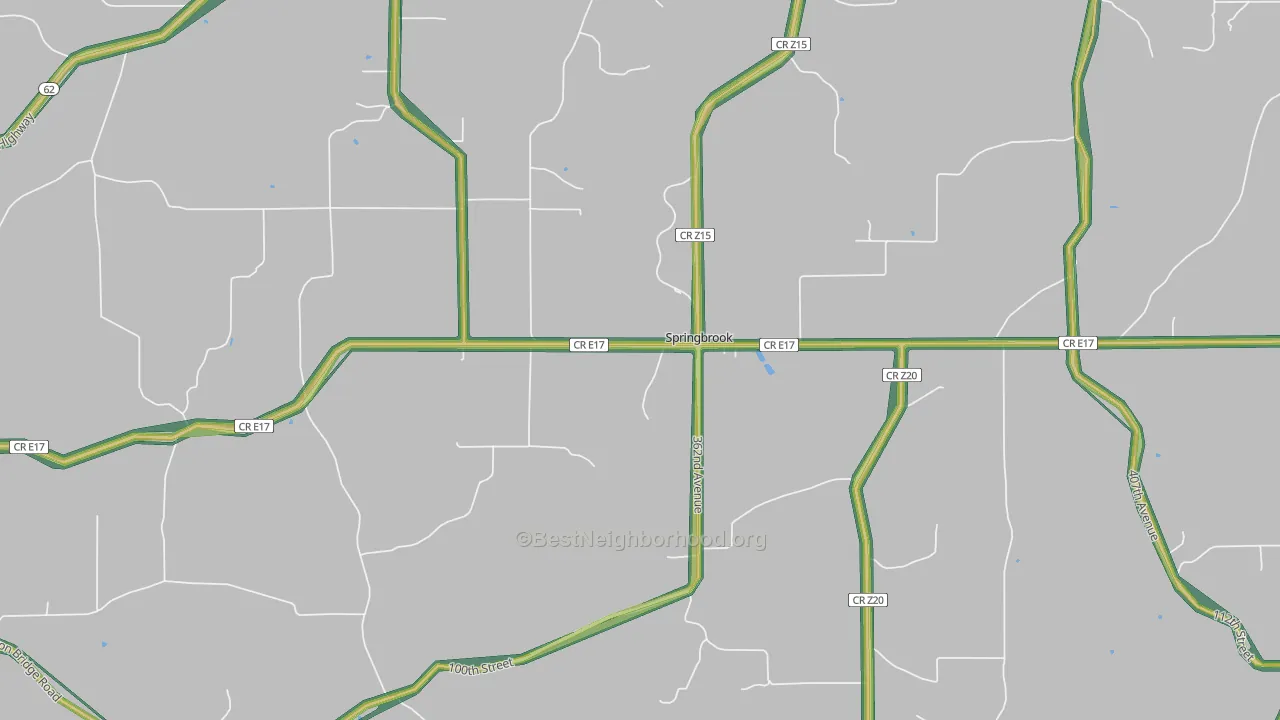 Springbrook, IA Map of Noise Levels in Springbrook