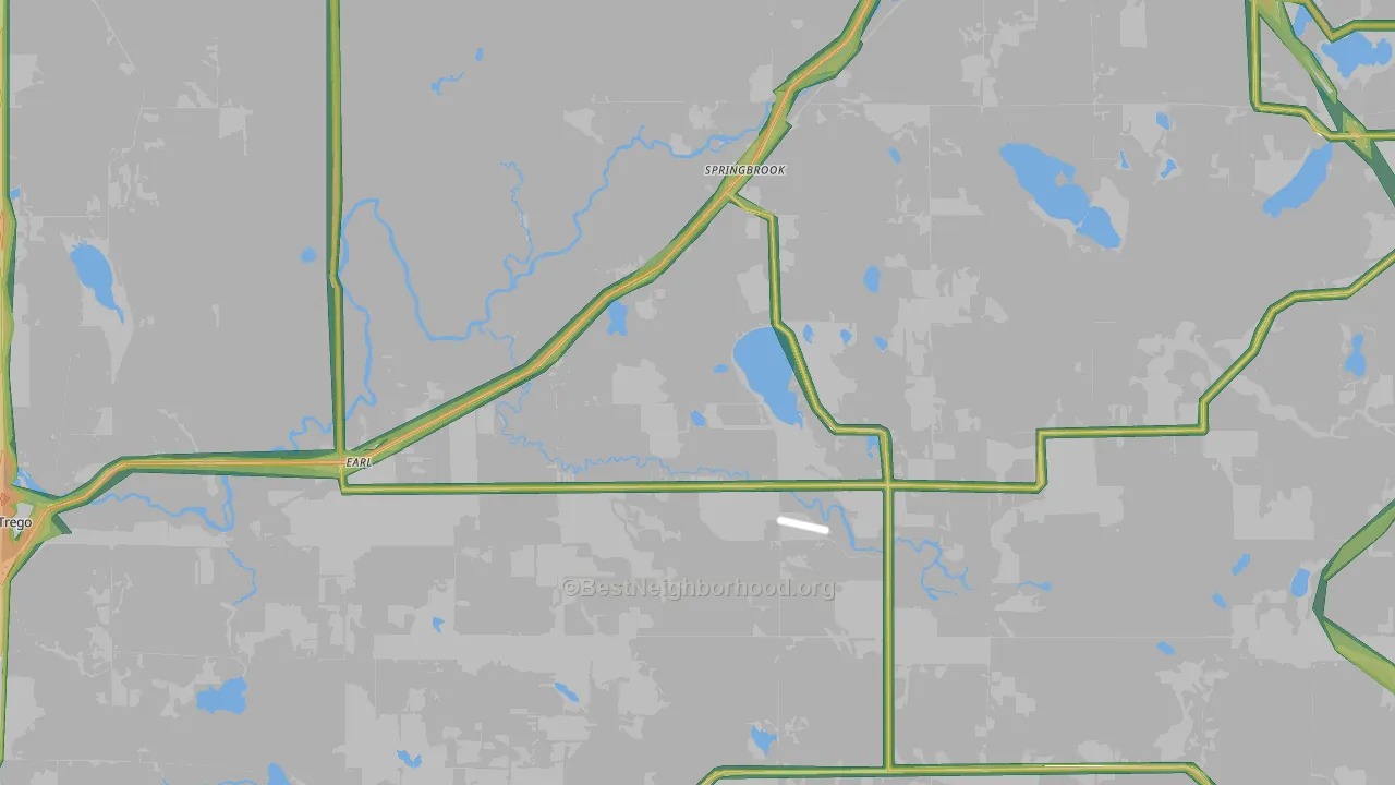 Springbrook, WI Map of Noise Levels in Springbrook