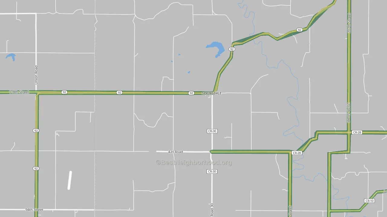 Springdale, KS Map of Noise Levels in Springdale