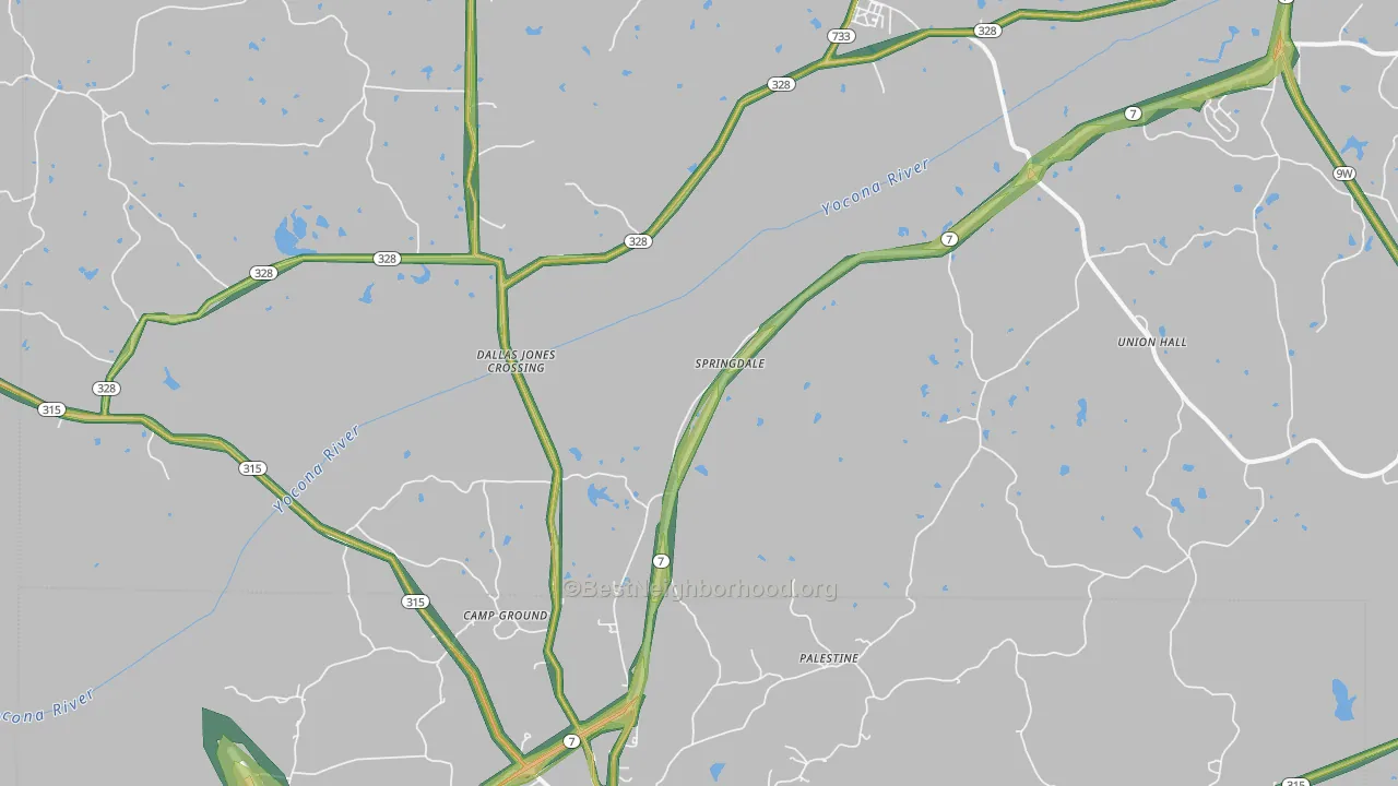 Springdale, MS Map of Noise Levels in Springdale