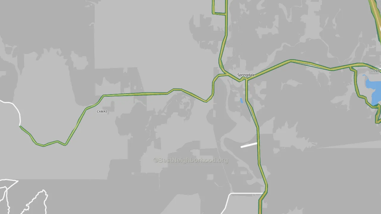 Springdale, WA Map of Noise Levels in Springdale