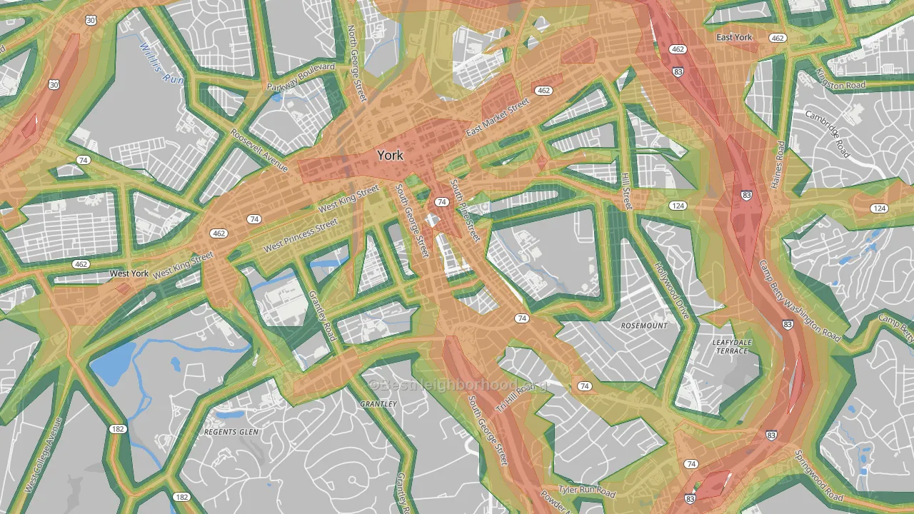 Springdale, York, PA Map of Noise Levels in Springdale