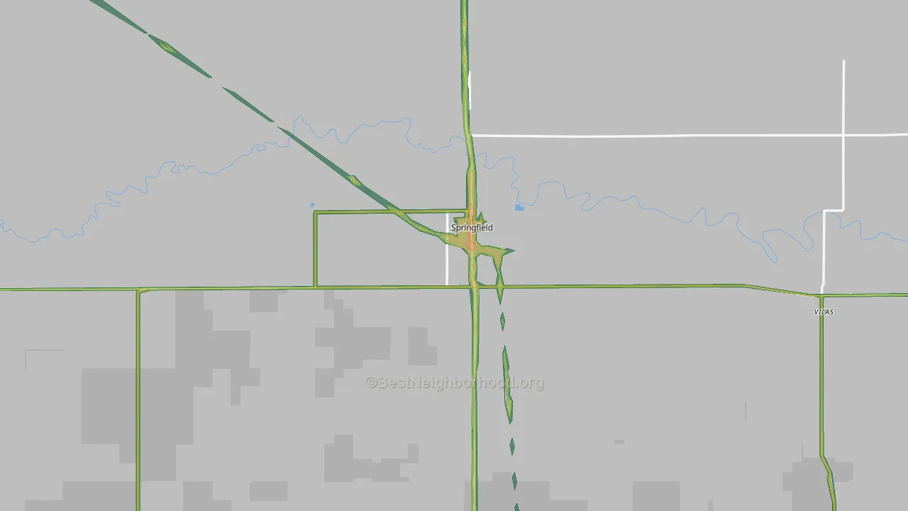 Springfield, CO Map of Noise Levels in Springfield