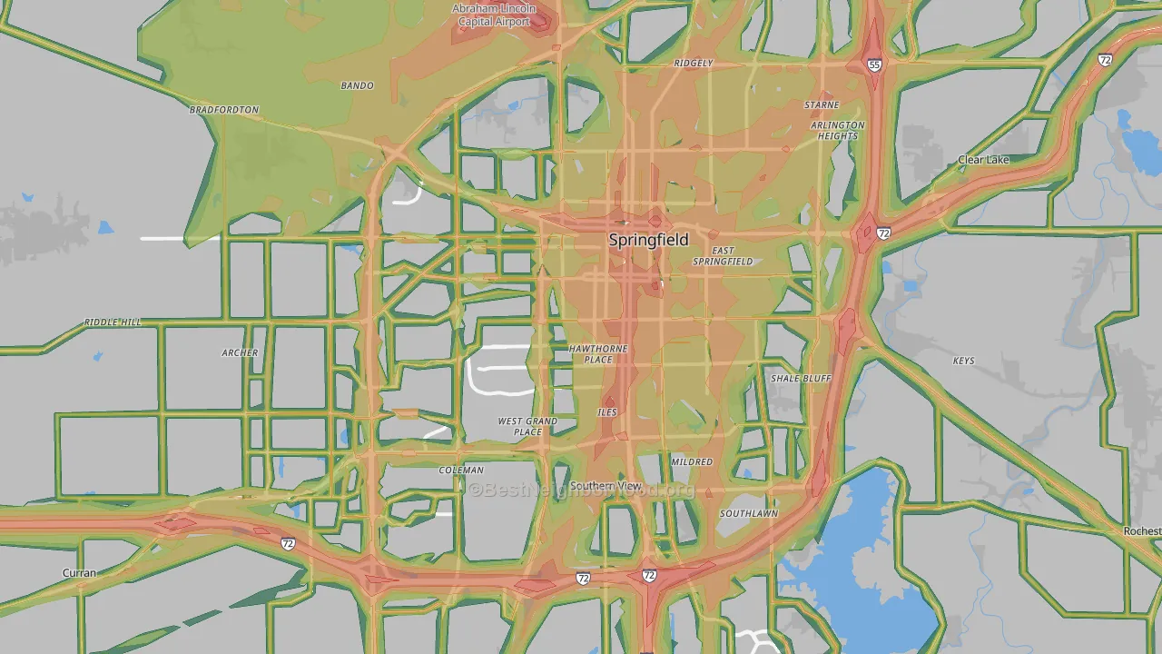 Springfield, IL Map of Noise Levels in Springfield