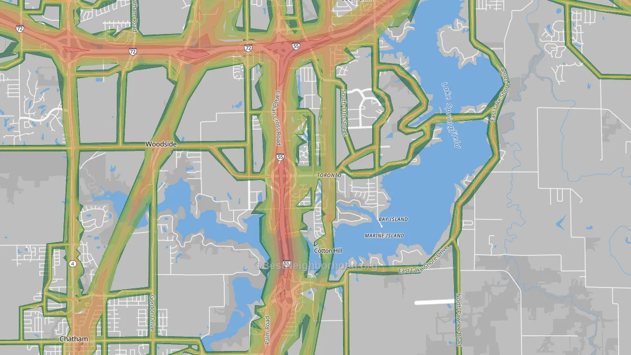 Springfield Lake Shore Improvement, Springfield, IL Map of Noise Levels in Springfield Lake Shore Improvement