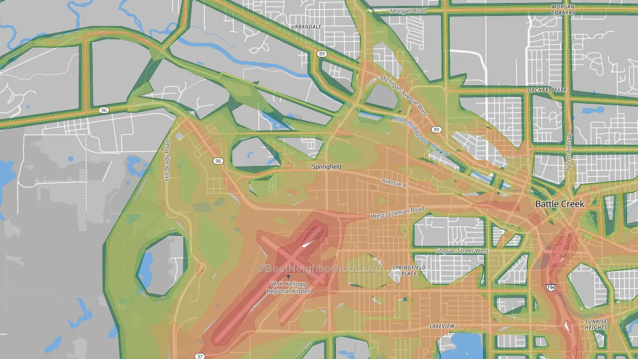 Springfield, MI Map of Noise Levels in Springfield