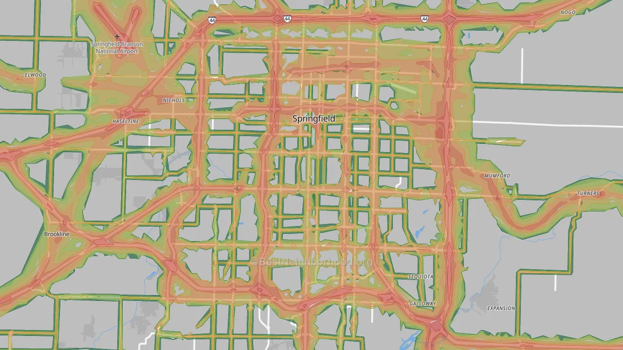 Springfield, MO Map of Noise Levels in Springfield