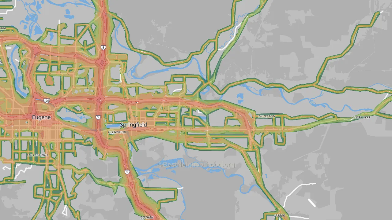 Springfield, OR Map of Noise Levels in Springfield
