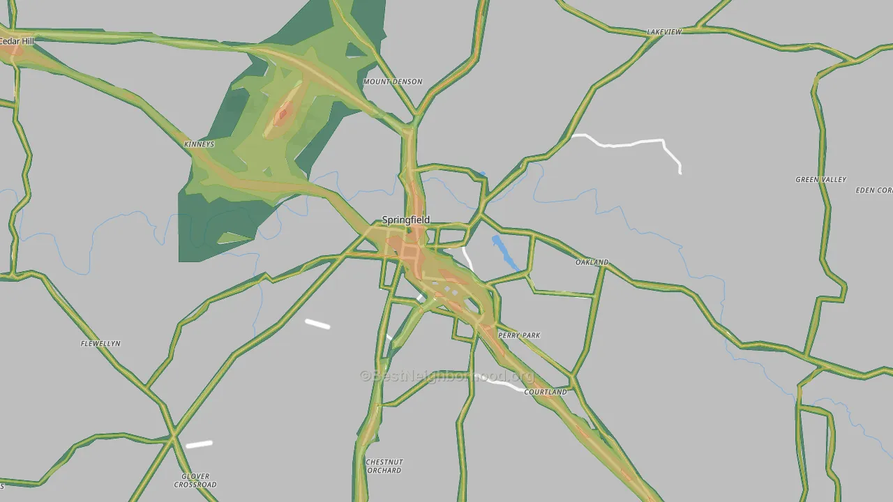 Springfield, TN Map of Noise Levels in Springfield