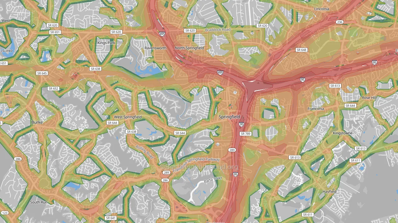 Springfield, VA Map of Noise Levels in Springfield