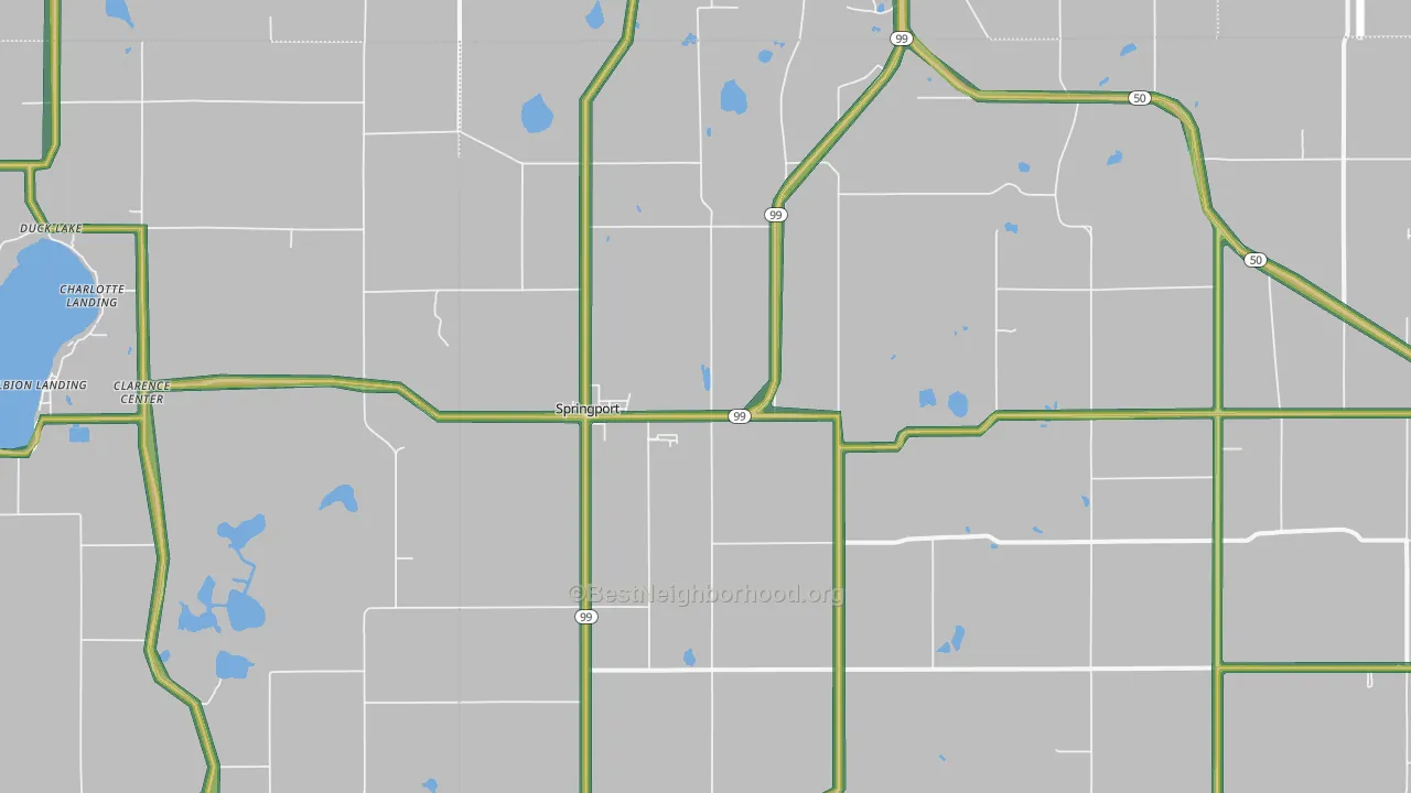 Springport, MI Map of Noise Levels in Springport
