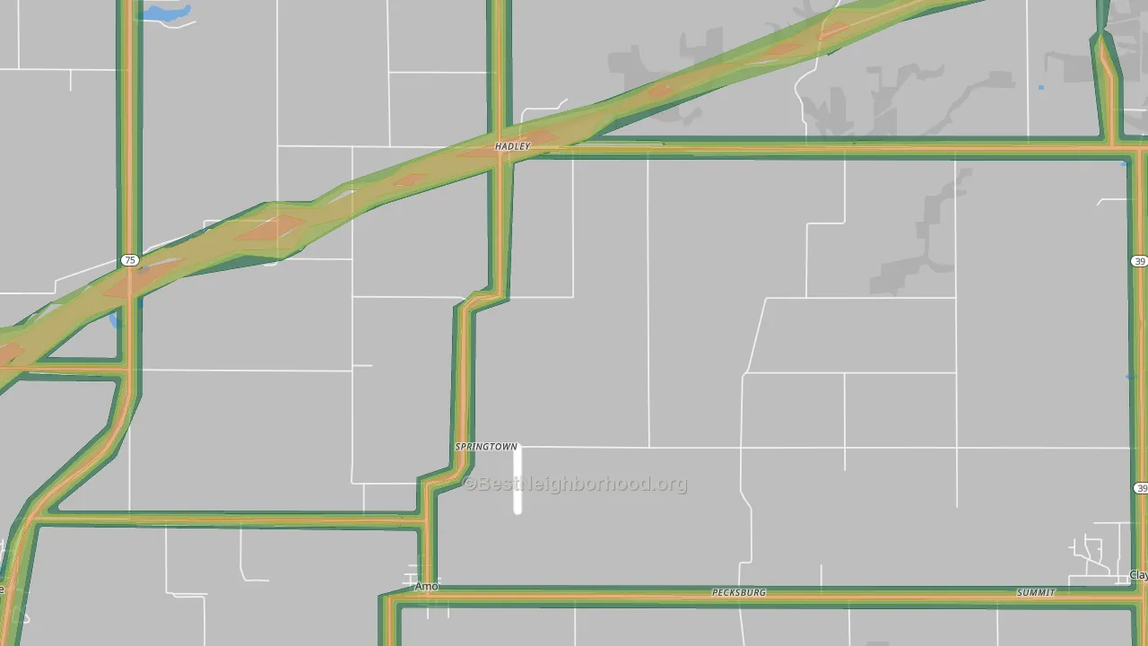 Springtown, IN Map of Noise Levels in Springtown