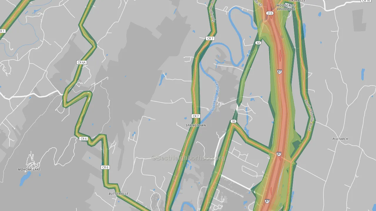 Springtown, NY Map of Noise Levels in Springtown