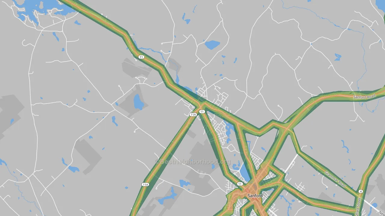 Springvale, ME Map of Noise Levels in Springvale
