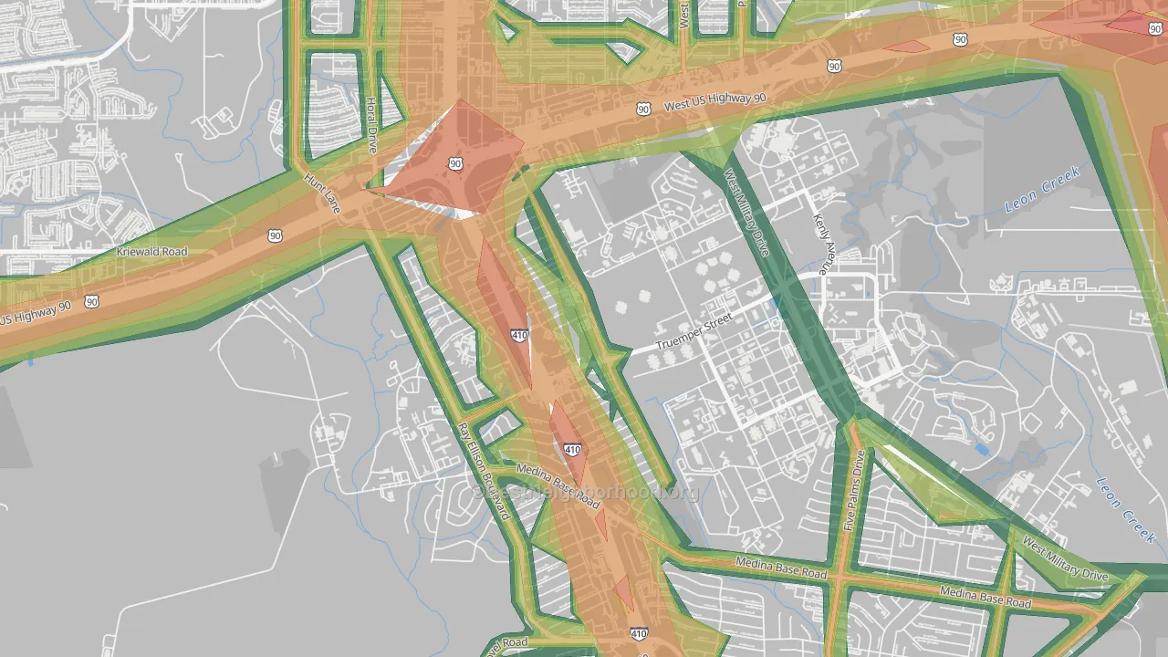Springvale, San Antonio, TX Map of Noise Levels in Springvale
