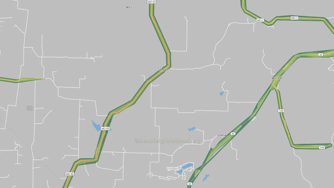 Sprott, MO Map of Noise Levels in Sprott