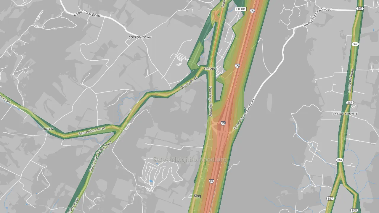 Sproul, PA Map of Noise Levels in Sproul
