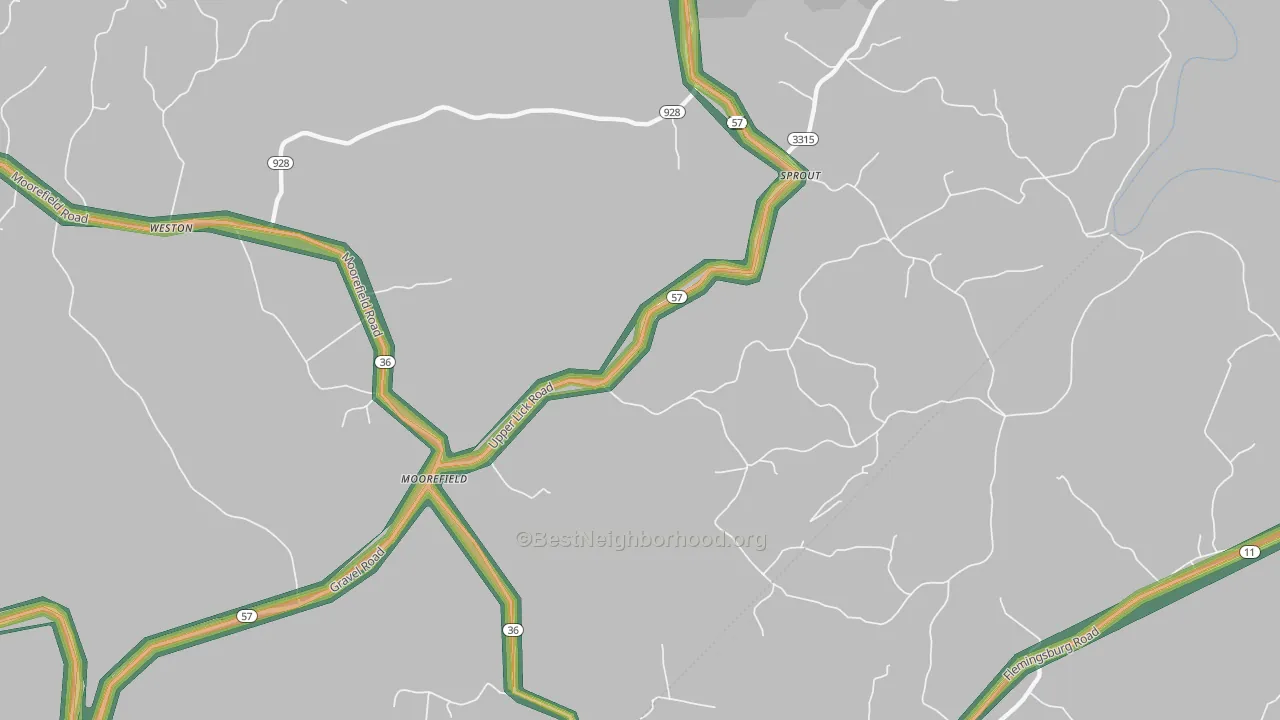 Sprout, KY Map of Noise Levels in Sprout