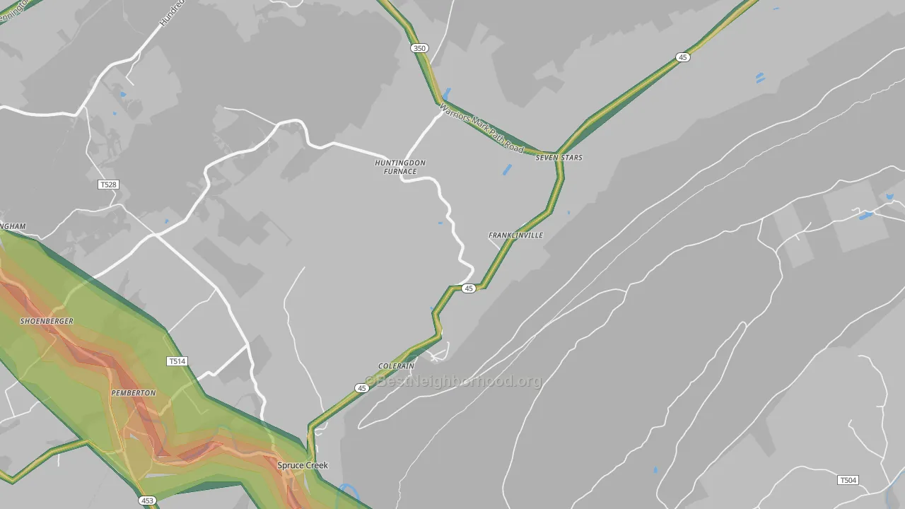 Spruce Creek, PA Map of Noise Levels in Spruce Creek