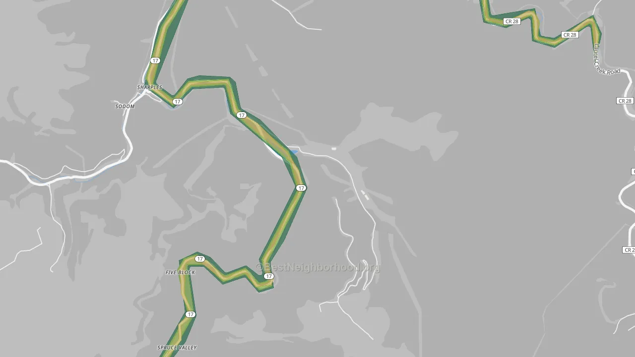 Spruce Valley, WV Map of Noise Levels in Spruce Valley