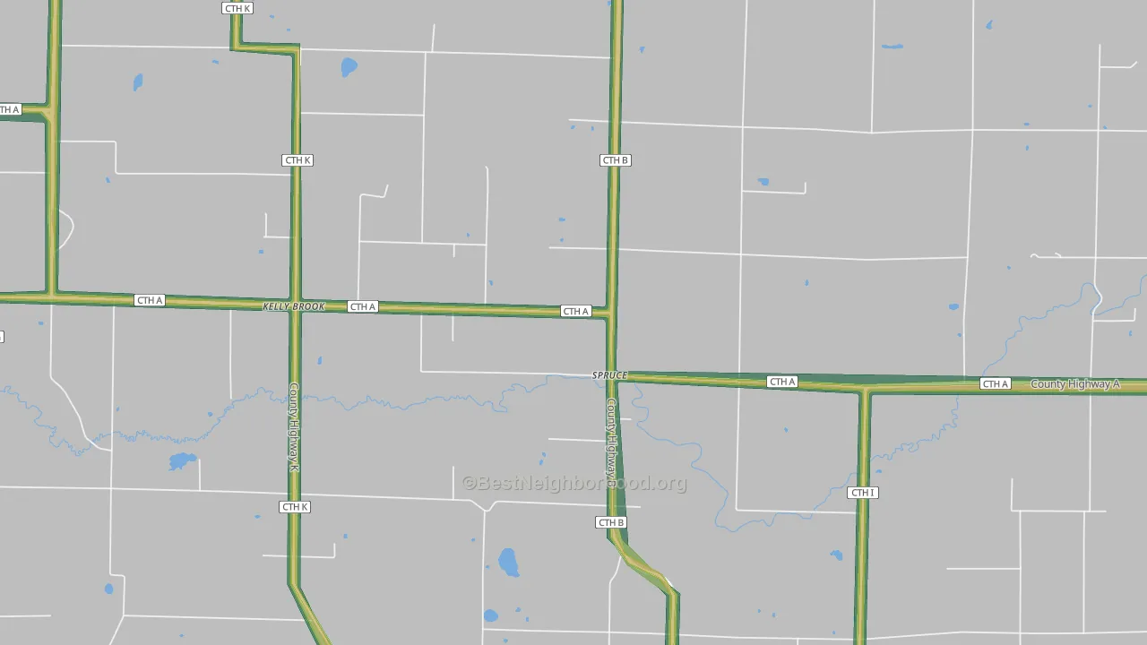 Spruce, WI Map of Noise Levels in Spruce