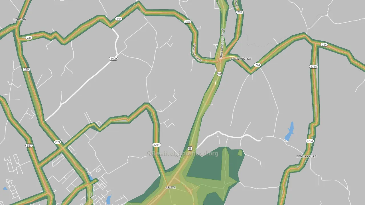 Spurlington, KY Map of Noise Levels in Spurlington