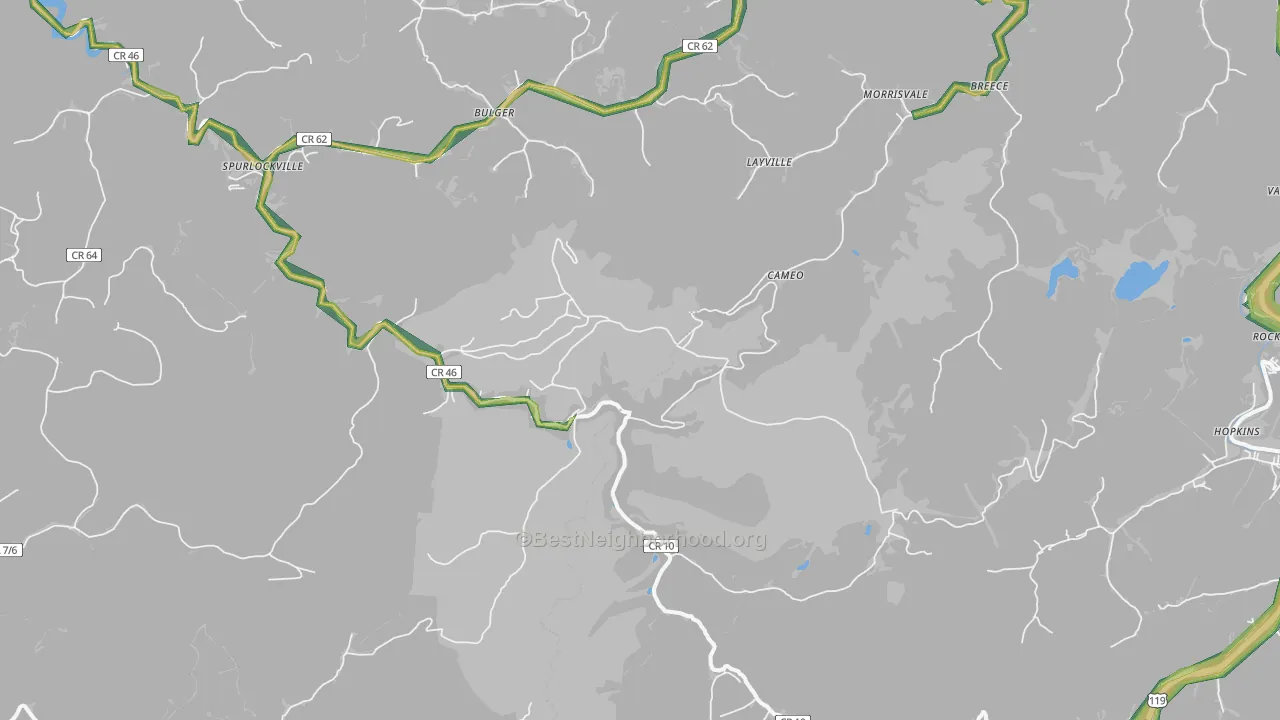 Spurlockville, WV Map of Noise Levels in Spurlockville