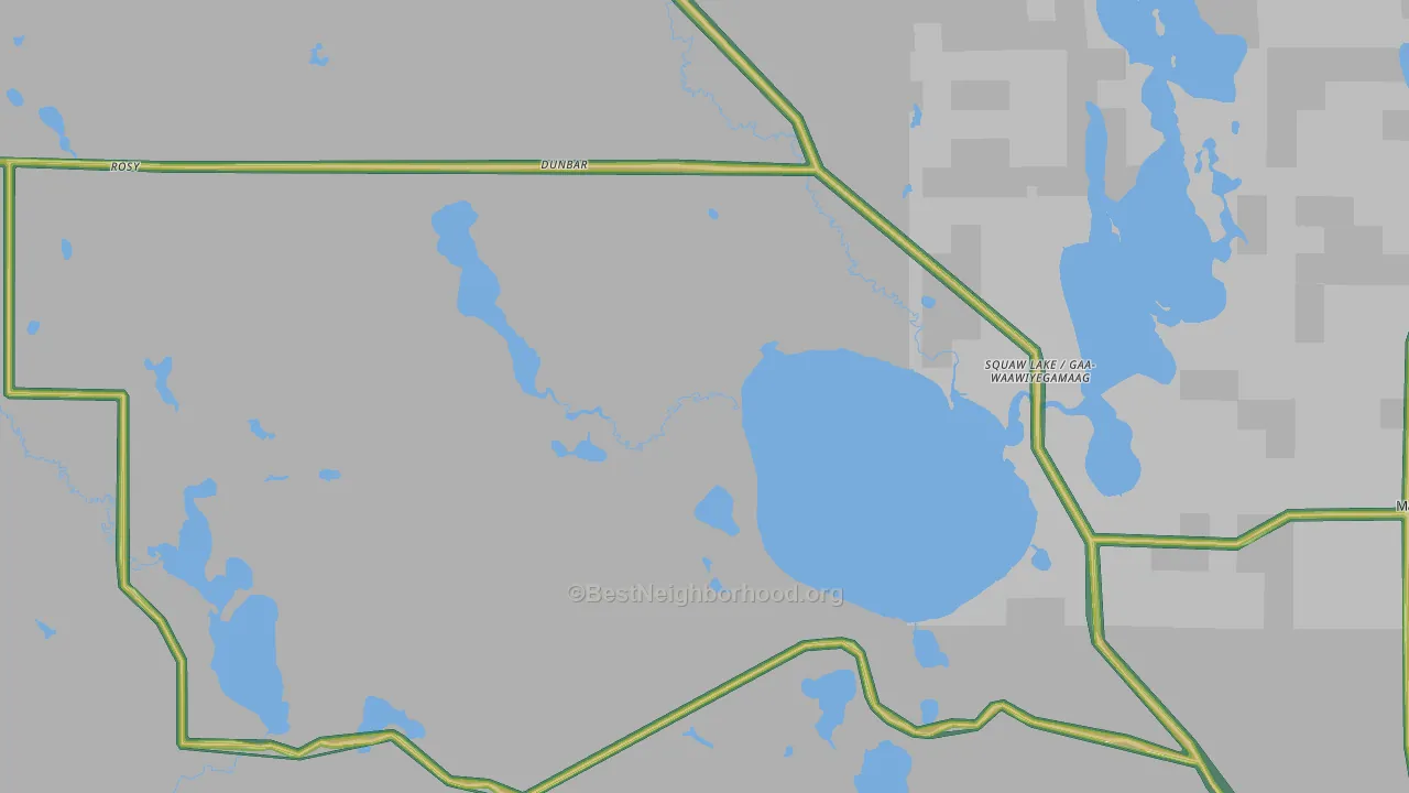 Squaw Lake, MN Map of Noise Levels in Squaw Lake