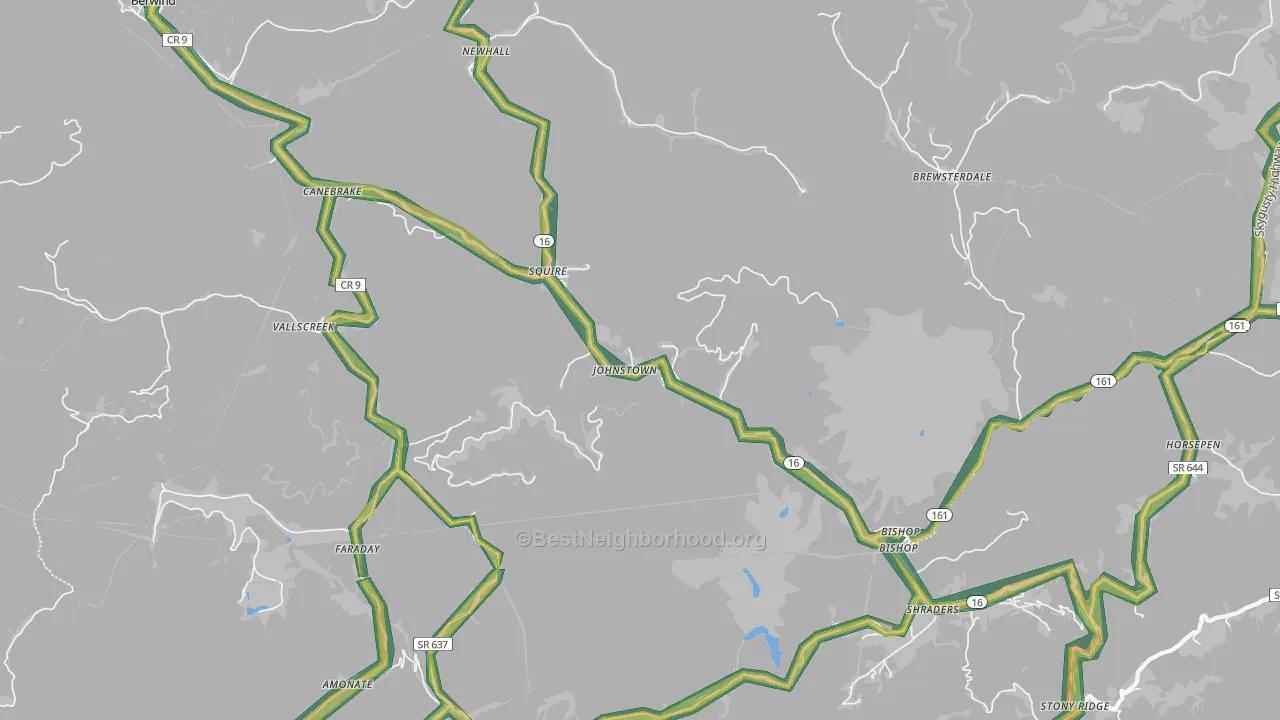 Squire, WV Map of Noise Levels in Squire
