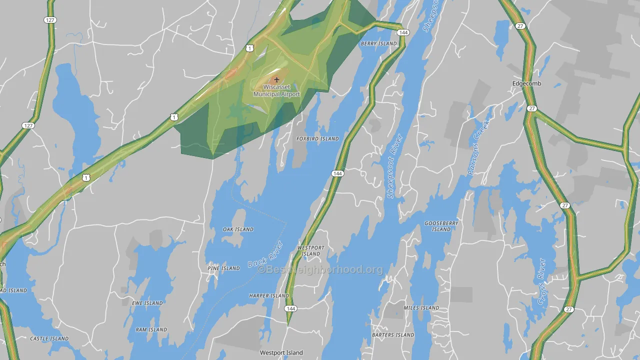 Squirrel Island, ME Map of Noise Levels in Squirrel Island