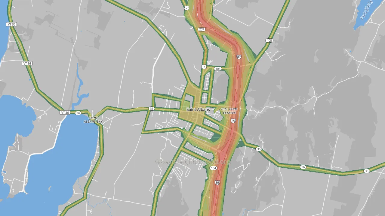 St. Albans, VT Map of Noise Levels in St. Albans