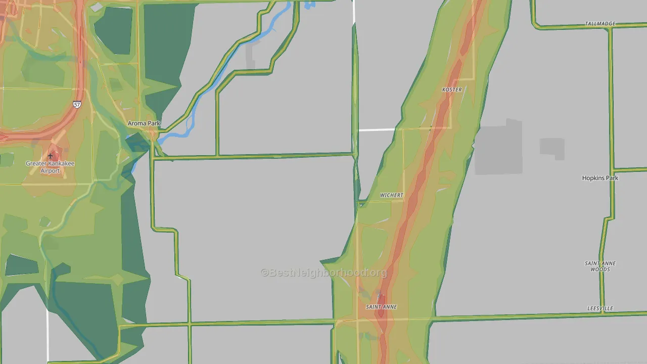 St. Anne, IL Map of Noise Levels in St. Anne