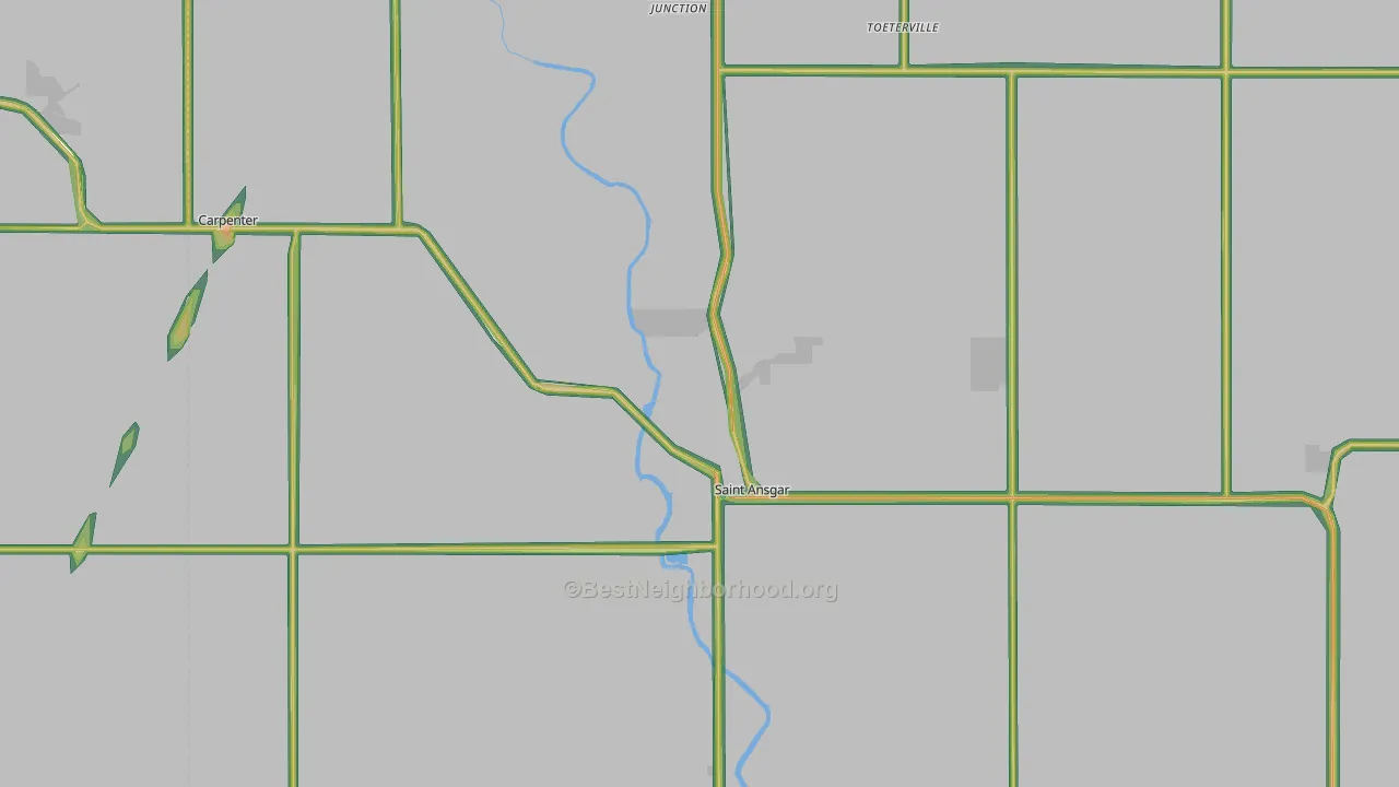 St. Ansgar, IA Map of Noise Levels in St. Ansgar