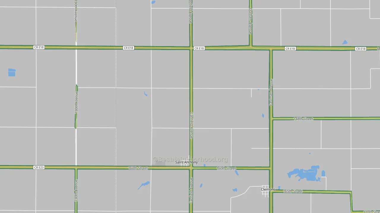 St. Anthony, IA Map of Noise Levels in St. Anthony