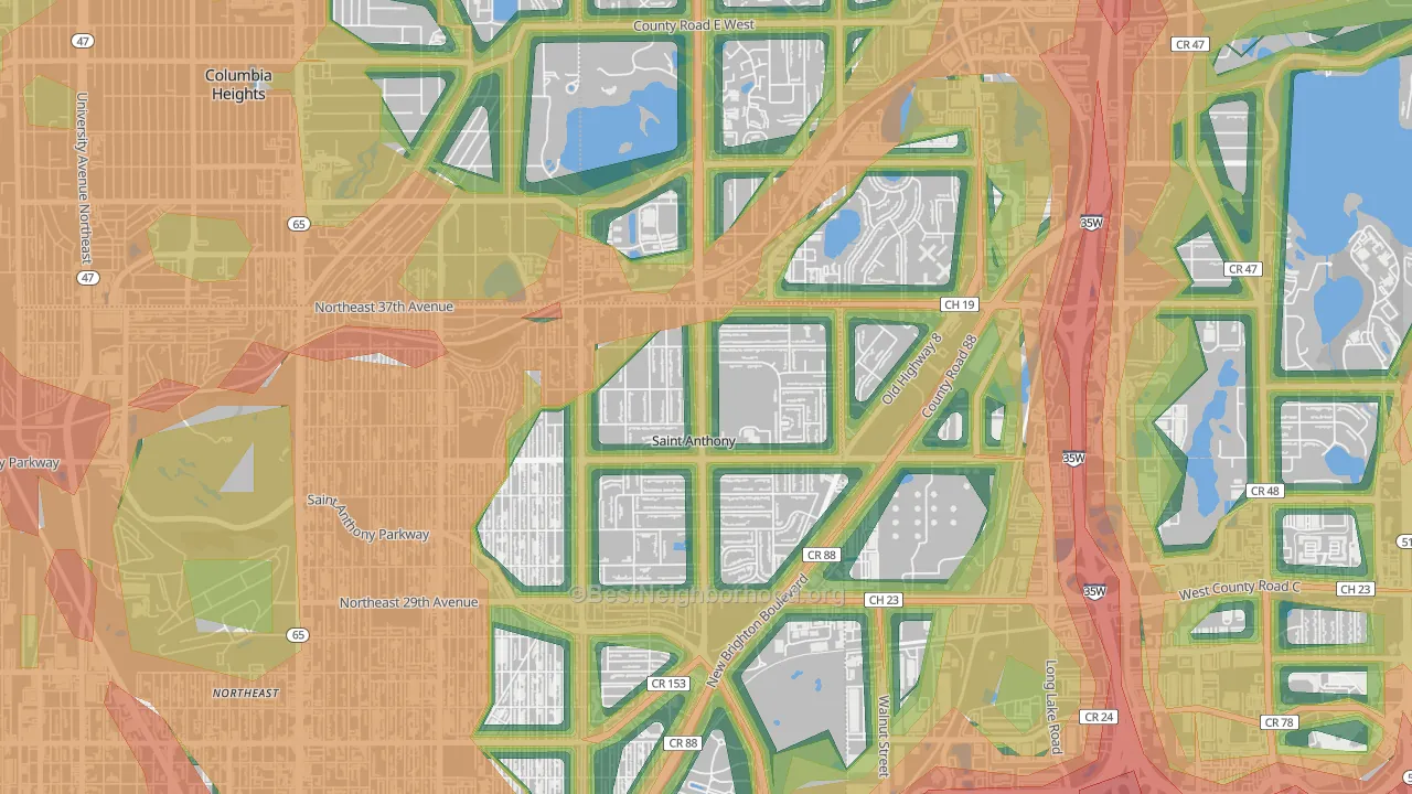 St. Anthony, MN Map of Noise Levels in St. Anthony