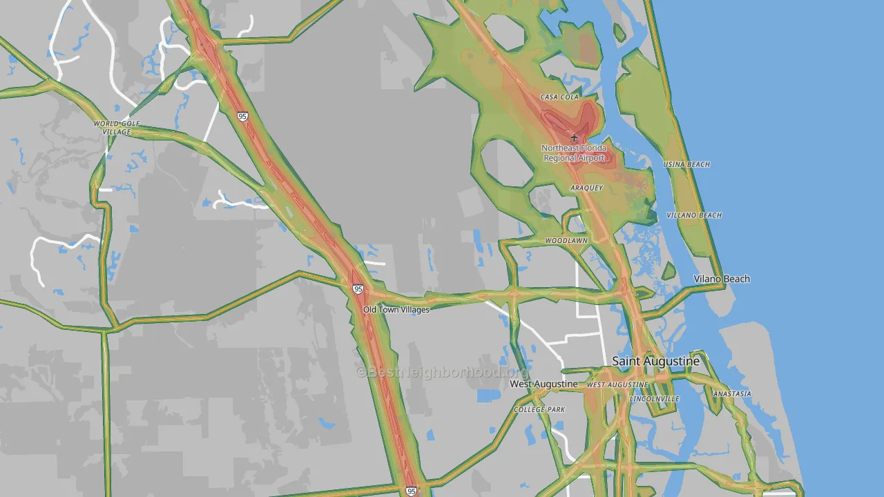 St. Augustine, FL Map of Noise Levels in St. Augustine