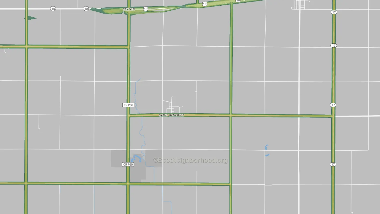 St. Benedict, IA Map of Noise Levels in St. Benedict