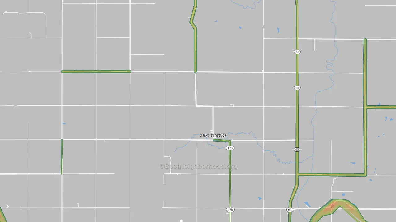 St. Benedict, KS Map of Noise Levels in St. Benedict