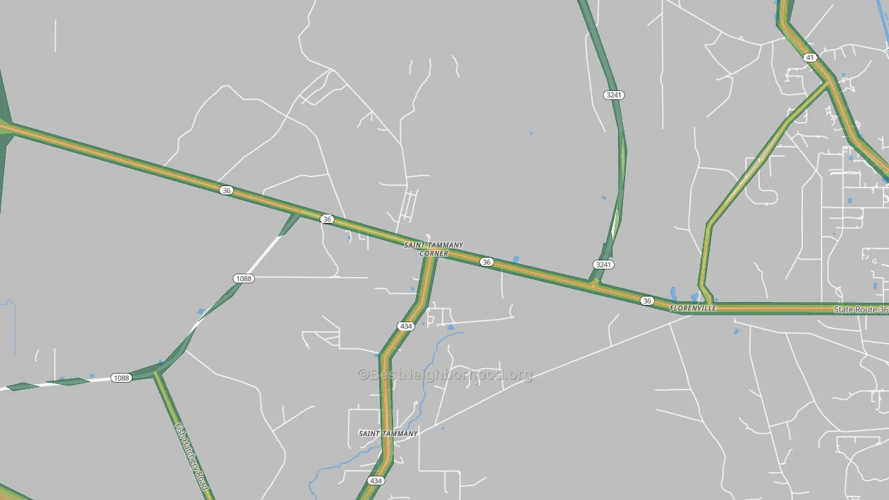 St. Benedict, LA Map of Noise Levels in St. Benedict